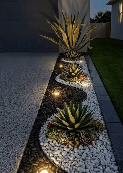 Outdoor garden lighting installation